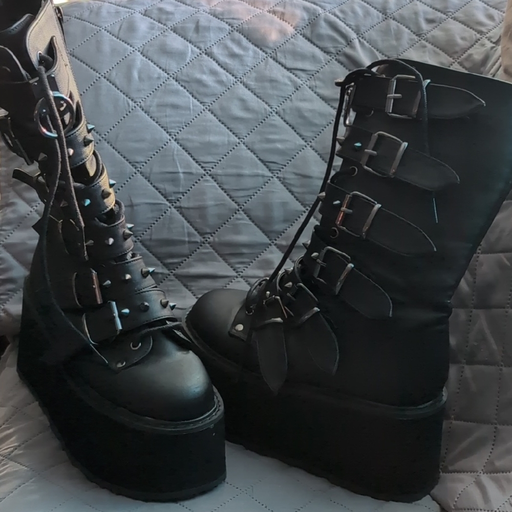 Women's Demonia Black Platform Boots
